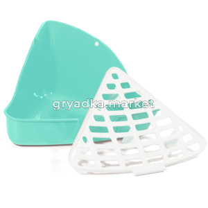 Туалет P100 угловой для кроликов и хорьков (сетка в комплекте) , 270х270х160мм