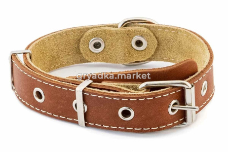 Ошейник кожаный 25мм Друг язычок,2-х слойный 30-45см простроченный 1-1