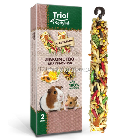 Лакомство для грызунов с фруктами (уп.2шт.), 50г, Triol Original