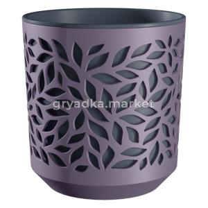 Листья кашпо со вставкой 1,25л d13,8 h14см Слива-Антрацит Leaves-27