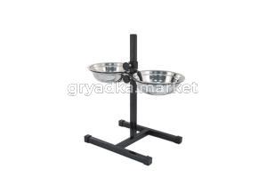 Кормушка регулируемая ЕСО чёрная, h40см, 2х1,0л, D20, миски трапец., металл, разбор в короб