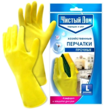 Перчатки латексные хозяйственные р-р L-240-12 06-894 Чистый Дом