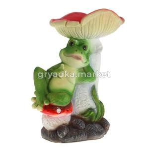 Лягушка отдыхает под мухомором L28 W27 H44 см (ПОЛИСТОУН)