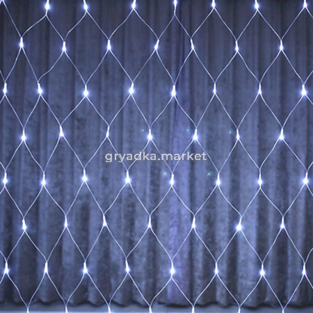 Гирлянда Сетка, 96ламп, 1,5х1,5м холодный белый,  (Факт. арт. на коробке 70712)-60шт
