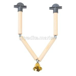 Жёрдочка-игрушка д-птиц деревянная, 4 палочки с колокольчиком, 2 крепления, L37смхD1,2см1-1