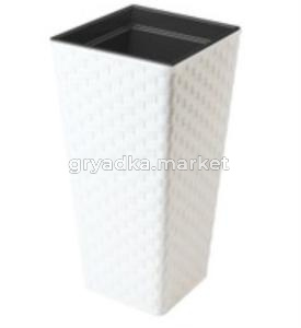Раттана слим квадрат кашпо 77,5л белый h75 d40-1 Польша