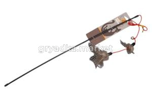 Игрушка-дразнилка WOGY д/кошек Перья фазана 15см с колокольчиком на палочке l=50см арт.2024-0851 Код