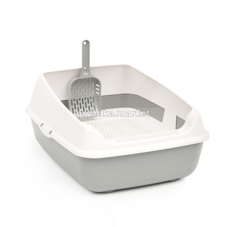 Туалет с высокими бортами, сеткой и совком 50,5х39х23,5см