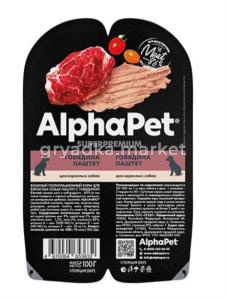 Корм д/собак конс 100г говядиной ALPHAPET 