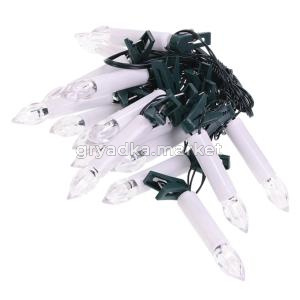 Гирлянда Свечи на прищепках 16шт, 2,7м прозрачный провод, тепл. белый (ААх2 не прил.)