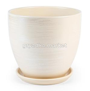 Галактика 3 горшок с поддоном 1,4л d15 h13см высокий овал бежевый