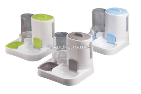 Автокормушка WOGY с автопоилкой 25х23х21см: бутылка 800мл, сеточка д/очистки воды, заглушка д/дозиро