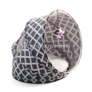 Лежанка-туннель для кошек, серая, 430х380х350мм, Triol