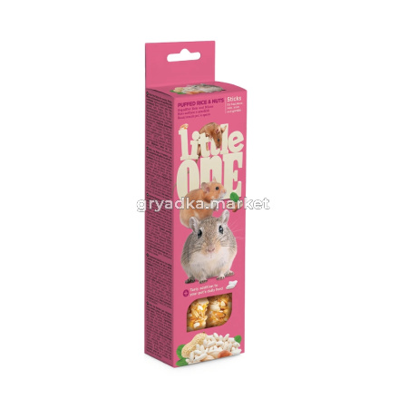 Лакомства д-грызунов Little One Палочки д-хомяков,крыс,мышей,песчанок с возд. рисом и орехами 2х55 г