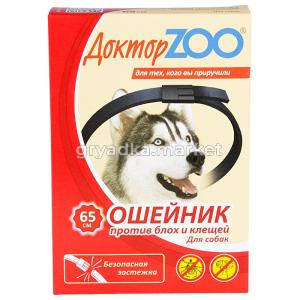 Ошейник д-собак от блох-клещей 65см черный (ш-б -6шт)-ДОКТОР ZOO