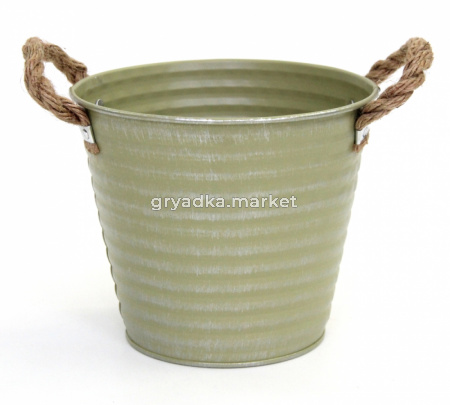 Ведро кашпо из металла d15 h13см фисташковый 