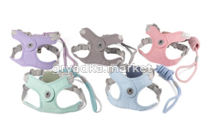 Шлейка-жилет WOGY д/собак р-р М обхват шеи 40-48см, обхват груди 49-52см с круглым поводком l=120см,