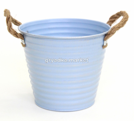 Ведро кашпо из металла d15 h13см голубой 