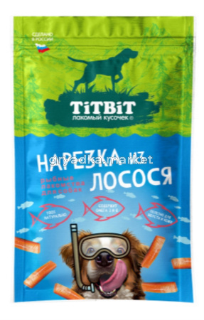 Лакомства д/собак Нарезка из лосося 80г Тит Бит 1/20