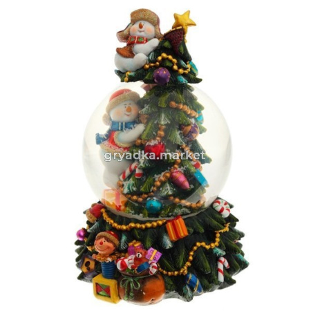 Фигурка декоративная в стекл. шаре Елка, D 9 см, L12,5 W12,5 H18,5 см