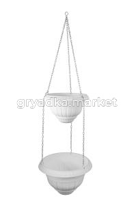 Кашпо на цепях Рома 3+4 белый Новинка