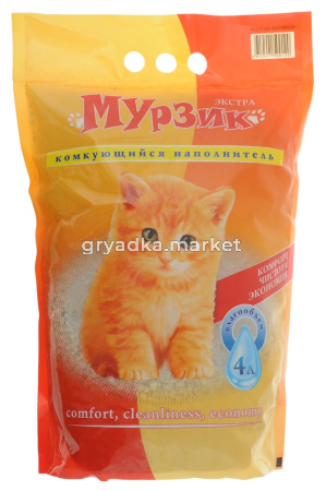 Наполнитель Мурзик Экстра 4л комкующийся, цеолитсодержащий сорбент-4