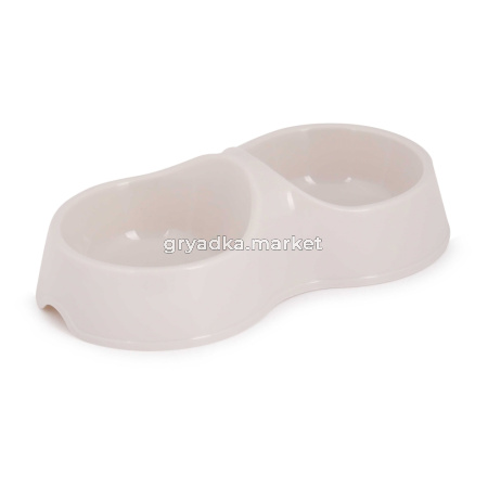 Миска для кошек 0,2л двойная (бежевый) (уп.34)