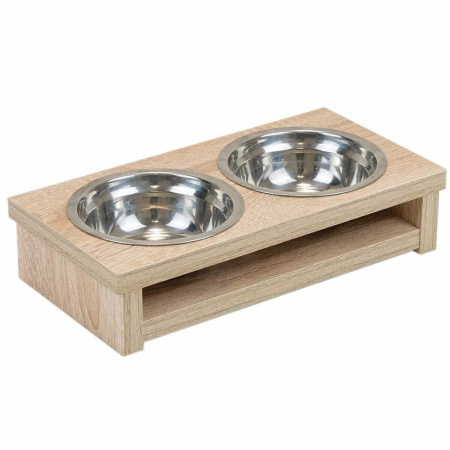 Подставка напольная 2х0,25л нерж.миски,ДУБ сонома 1-1