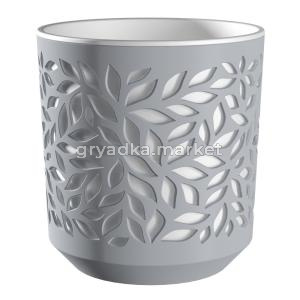 Листья кашпо со вставкой 2,5л Серый-Белый Leaves-12