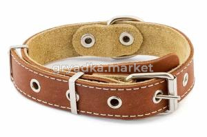 Ошейник кожаный 25мм Друг язычок,2-х слойный 30-45см простроченный 1-1