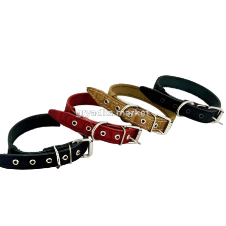 Ошейник кожаный 20мм дл.45см, об.ш.33-41см-ОК-20-Тс 2-1