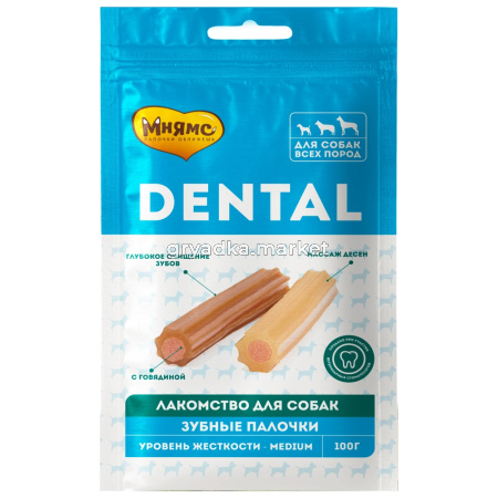 Лакомства д-собак Мнямс Dental Зубные палочки с говядиной 100г