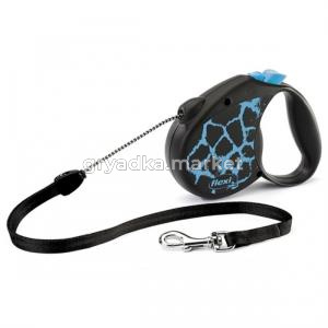 Рулетка-поводок д-собак Flexi Safsri cord М 5м до 20кг трос голубой жираф 1-1