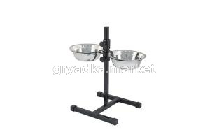 Кормушка д-животных регул.ЕСО чёрная, h60см, 2х2,5л, D26, миски трапец. металл, разбор в короб