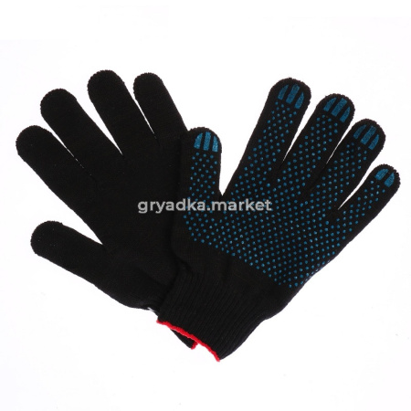 Перчатки х-б Эконом с ПВХ (черная точка)-10-200