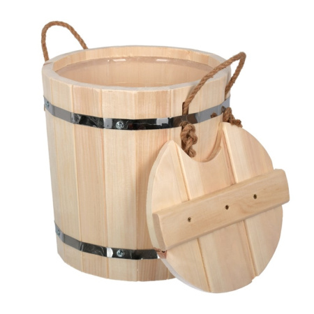 Ведро 9 л. с пластиковой вставкой с крышкой, «С лёгким паром», липа -1