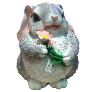 Зайка с цветком большой  см (ПОЛИСТОУН)