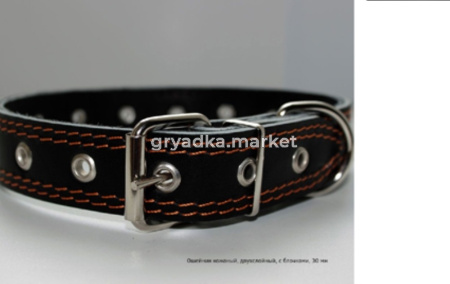 Ошейник кожаный 20мм 2-х слойный безразмерн-ОК-20-К-Б