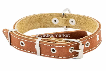 Ошейник кожаный 20мм Друг язычок,2-х слойный 28-40см простроченный 1-1