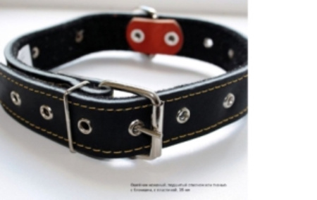 Ошейник д-собак кожаный 35мм подшит.спилком-тканью с пластиной безразмерн-ОК-35-С-Т-П