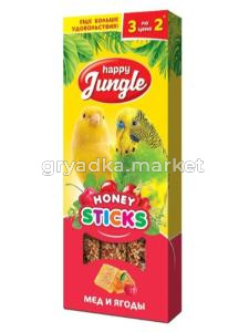 Лакомство д-птиц Happy Jungle (Хеппи Джангл) палочки мед и ягоды 3шт 90г 1-22