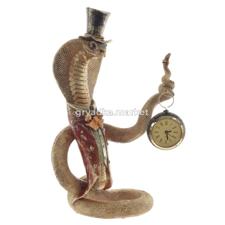 Фигурка декоративная Змея с часами, L22 W13 H38 см, (LR44х1 не прил.)