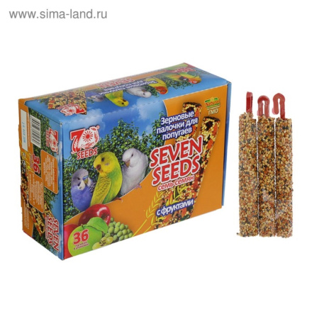 Лакомства д-попугаев палочки с фруктами 20гх36шт шоубокс SEVEN-4