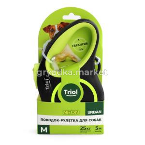 Поводок-рулетка для собак  Urban Neon M, 5м до 25кг, лента, черный