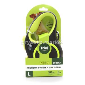 Поводок-рулетка для собак  Urban Neon L, 5м до 50кг, лента, черный