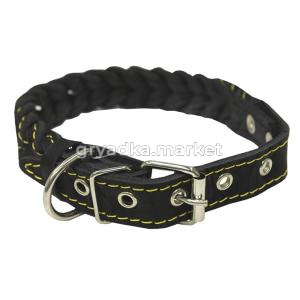 Ошейник кожаный 20мм плетеная коса-ОК-20-Коса