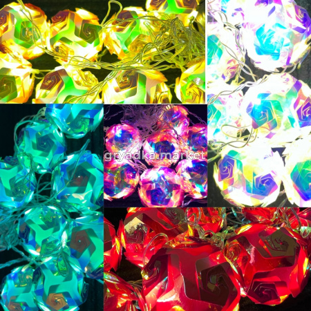 Гирлянда Рождественские шары 15 шт, 4м прозрачный провод, в ассорт, переходник-48шт