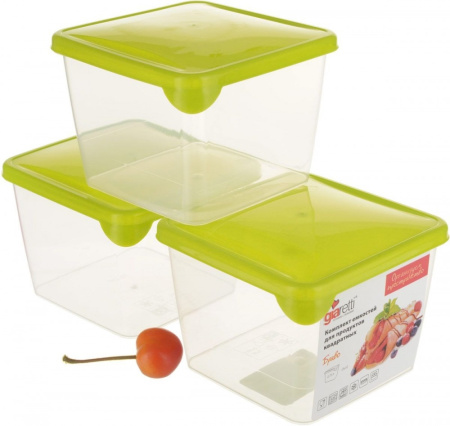 Контейнер набор Браво 0,75л квадрат микс (3шт)-36 ПлР