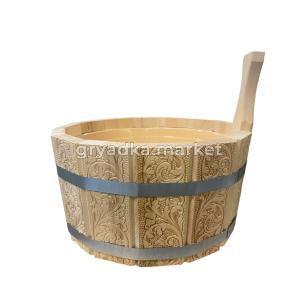 Ушат 3,5л шайка «Цветочный орнамент»  двуручный с пластик. вставк, липа, кор. -1