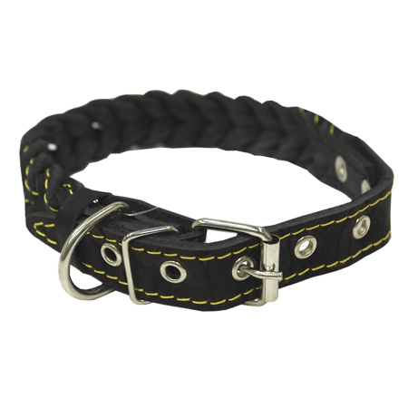 Ошейник кожаный 30мм плетеная коса-ОК-30-Коса